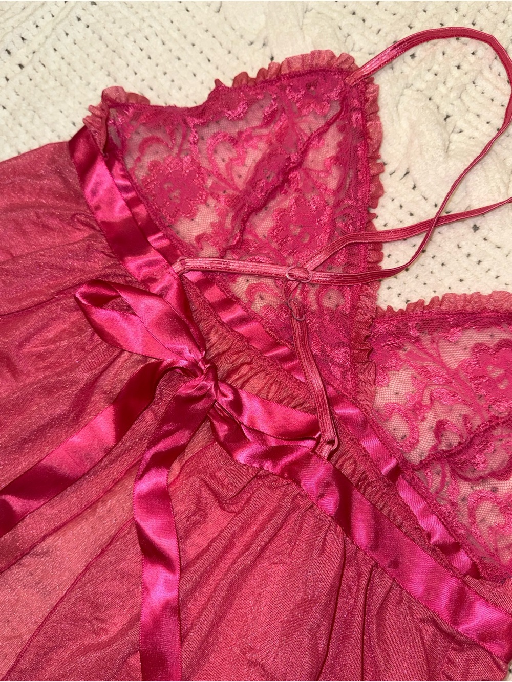 Vintage Victoria’s Secret Magenta Pink Lace Babydoll Slip, Holiday 2016